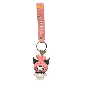 Kuromi Bunny Figurine Pink Wrist Strap Keychain (NEW IN PACKAGE)